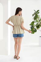 1 x RAW Customer Returns GRACE KARIN Women s Summer Blouse Tops Lightweight Short Sleeve A-Line Top Apricot L - RRP €26.99