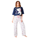 1 x RAW Customer Returns Disney Stitch Women s Pajamas - Baby Yoda Minnie Mouse Stitch Long Pajamas with Crop Top - Christmas Pajamas for Women S-XL Dark Blue Marie, L  - RRP €25.88