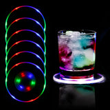 1 x RAW Customer Returns MEDOYOH Set of 6 Colorful LED Coasters Glowing for Drinks, ON Off Button Drinks Coaster Set, Waterproof Coasters Acrylic Round for Glasses Bottles Parties Weddings Bar Christmas Pub - RRP €23.18