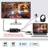 1 x RAW Customer Returns Game Capture Card,4K USB 3.0 HDMI Video Capture Card with Microphone and HDMI Loop-Out, Capture Card 1080P 60FPS for Streaming, Compatible with PS5 PS4 Phone - RRP €36.67