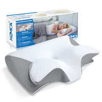 1 x RAW Customer Returns HOMCA 2 in 1 Ergonomic Neck Pillow Orthopedic Pillow Memory Foam Pillow for Back, Side and Stomach Sleepers, 60x13 11x40cm, Gray - RRP €42.99