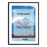 1 x RAW Customer Returns kollyseek picture frame 50 x 70 cm real wood with passe-partout wooden frame with plexiglass pine wood photo frame with shatterproof plexiglass panels picture frame black white room decoration black  - RRP €27.82