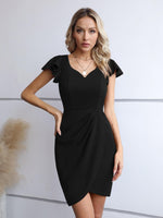 1 x RAW Customer Returns Missufe Wrap Dress Cocktail Dress Bodycon Elegant Mini Dress Women s Party Dress Short Dresses Black, Large  - RRP €43.99