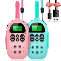 1 x RAW Customer Returns ULEWAY Walkie Talkie for Children, Rechargeable Radio, 3 km Range, Boy Girl Toy 4-12 Years 16 Channels, Walkie Talky for Outdoor Adventures, Camping, Hiking 2 Pack - Pink Blue - RRP €26.53