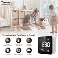 1 x RAW Customer Returns Temtop Smart Air Quality Meters Detector for CO2 Indoor Air Quality Detector Air Quality Real-time Display C10 - RRP €69.26