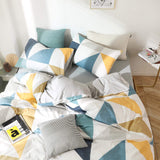 1 x RAW Customer Returns GETIYA bed linen 135x200 2-piece blue yellow triangle pattern bed linen boys girls geometric bed linen cotton two-piece duvet cover reversible bed linen with zip and pillowcase 80x80 - RRP €22.37