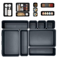 1 x RAW Customer Returns STOUCLA drawer organization system, 16 pieces drawer organizer kitchen, make up organizer, 3 sizes plastic storage box for kitchen, bathroom, make-up, office, dressing table, bedroom, black - RRP €20.4