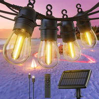 1 x RAW Customer Returns GlobaLink Outdoor Solar Fairy Lights, 15 1 LED 17M Fairy Lights Bulbs with USB Solar Charging Method, 4 Modes with Remote Control Dimmable for Gardens, Balcony, Party, Patio Decoration Outdoor - RRP €44.56