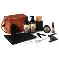 1 x RAW Customer Returns Men s Beard Kit - Men s Beard Products Oil Balm 300ml Shampoo 300ml - Brush and Comb - Scissors, Travel Bag - Excellent Gift Idea - RRP €49.97