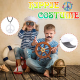 1 x Brand New Hippie Wig Costume Accessories, Hippie Costume Set with Afro Wig Sunglasses Peace Sign Necklace Fake Mustaches for Men Women Carnival Party 60s 70s - RRP €19.2