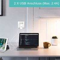 1 x RAW Customer Returns USB socket system 55 mm, 2 pieces protective contact socket with 2 x USB ports 2.8A flush-mounted Schuko wall socket, fits in standard flush-mounted socket, charging smartphone, tablet, white - RRP €18.99