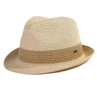 1 x Brand New Comhats Straw Trilby Hat for Men and Women - Summer Hat with UV Protection - Fedora Style - Natural Straw Hat - Beach Hat for Men - Unisex Summer Hat Beige XL - RRP €28.22