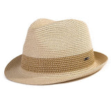 1 x RAW Customer Returns Comhats Straw Trilby Hat for Men and Women - Summer Hat with UV Protection - Fedora Style - Natural Straw Hat - Beach Hat for Men - Unisex Summer Hat Beige XL - RRP €28.22