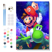 5 x Brand New SENQAO Mario Painting by Numbers Adults Children with Frame, Painting by Numbers from 5 6 7 9 Years Girls, Diy Set Adults Acrylic Paints Hand Painted Oil Painting Canvas for Home D cor, 20 x 30 cm - RRP €102.0