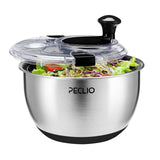 1 x RAW Customer Returns Peclio salad spinner made of 18 10 stainless steel with crank drive and 4.5 litre salad bowl, dishwasher safe, black - RRP €40.33