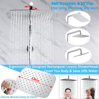 1 x RAW Customer Returns All metal shower system without fittings, SonTiy shower set with 30 cm rectangular shower head, hand shower shower head, shower rail with shelf 5 year guarantee - for bathroom, chrome  - RRP €132.43