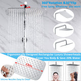 1 x RAW Customer Returns All metal shower system without fittings, SonTiy shower set with 30 cm rectangular shower head, hand shower shower head, shower rail with shelf 5 year guarantee - for bathroom, chrome  - RRP €132.43