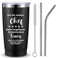 2 x Brand New Hestya 20 oz Boss Thermo Mug Boss I Am The Proud Boss Of An Incredibly Fantastic Team Best Boss Gift Tumbler with Straw Thank You Gift Colleague for Birthday Christmas Boss  - RRP €40.8