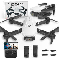 1 x RAW Customer Returns IDEA10 Drones for Kids, Drone with Camera RC Quadcopter with Multi Camera FPV Transmission 3D Flip, Foldable Drone Gift for Kids, Mini Drone with Camera, 18 Minutes Flight Time 2 Batteries - RRP €59.99