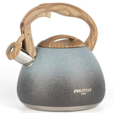 1 x RAW Customer Returns Poliviar tea kettle induction - kettle for induction and gas stove - 2.5L whistling kettle with wood grain handle - kettle induction whistling kettle made of stainless steel - new design version - RRP €36.3