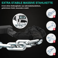 1 x RAW Customer Returns INTEKIN chain lock 150cm long, motorcycle bicycle lock made of 8mm thick hardened steel chain, high security bicycle chain lock with 3 keys, lock chain for e-scooter, e-bike, grill - RRP €51.99