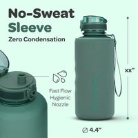 1 x RAW Customer Returns Hydracy Water Bottle with Time Marker - 2L BPA-Free Sports Water Bottle - Anti-Leak Gym Bottle with Antiperspirant Sleeve and Infusion Strainer - RRP €27.97