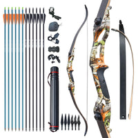 1 x RAW Customer Returns D Q Recurve Bow Bow and Arrow Set 56 Inch Longbow Right Hand Aluminum Alloy Riser 30-50lbs Hunting Bow for Adults Sports Bow Camouflage, 30lb  - RRP €185.99