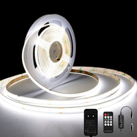 1 x RAW Customer Returns TTWAY COB LED Strip Cold White 6000K, 10M Dimmable DC24V Flexible COB LED Strip Light Set, 384LEDs M, GS Power Supply and RF Remote Control, CRI90 Bright Cabinet Light for DIY Decoration - RRP €50.16