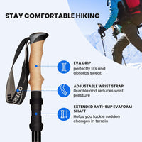 1 x RAW Customer Returns Overmont Trekking Poles Ultralight Carbon Folding Hiking Poles Adjustable 105-125CM 1 Pair Nordic Walking Poles for Hiking Mountaineering Trail Travel - RRP €50.4