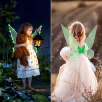 1 x RAW Customer Returns AMOBON Luminous Fairy Wings for Children, LED Fairy Wings Costume Dress Accessories, Angel Fairy Wings for Halloween Carnival Cosplay Carnival Theme Party - Green - RRP €17.09