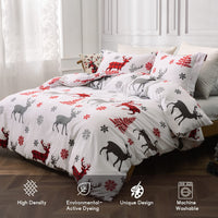 1 x RAW Customer Returns MILDLY Christmas Bedding Set - Kids Christmas Holiday Printed - Girls Boys Teens Snowflake Elk Reindeer Deer Home Decor Bedspread - Red and White - RRP €24.19