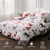 1 x RAW Customer Returns MILDLY Christmas Bedding Set - Kids Christmas Holiday Printed - Girls Boys Teens Snowflake Elk Reindeer Deer Home Decor Bedspread - Red and White - RRP €24.19