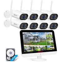 1 x RAW Customer Returns ANRAN 5MP FHD surveillance camera set with 13 inch LCD monitor video audio, 8CH NVR surveillance camera system with 8 pieces 5MP HD waterproof IP camera for outdoor indoor, HD night vision, 2TB HDD built-in - RRP €549.99