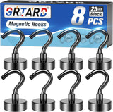 1 x RAW Customer Returns Grtard Magnetic Hooks, 8 Pack 10kg Strong Neodymium Magnetic Hooks, Magnet with Hooks, Strong Magnetic Hooks, Black Magnetic Hooks for Cruise, Bathroom, Kitchen, Workplace, Office, Garage, BBQ Grill - RRP €7.13