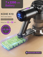 1 x RAW Customer Returns KOHE Cordless Vacuum Cleaner 500W 33Kpa, 3 Modes 7 2200 mAh up to 55 min autonomy with Improved Filter System, Suitable for Wooden Floors Carpets Pets Car, K10 Purple - RRP €189.99