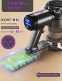 1 x RAW Customer Returns KOHE Cordless Vacuum Cleaner 500W 33Kpa, 3 Modes 7 2200 mAh up to 55 min autonomy with Improved Filter System, Suitable for Wooden Floors Carpets Pets Car, K10 Purple - RRP €189.99