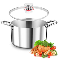 1 x RAW Customer Returns TEAMFAR cooking pot, 3-layer stainless steel 22cm pot induction with glass lid, 5L pasta pot meat pot for all types of stoves, polished stainless steel uncoated - RRP €28.99