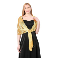 1 x Brand New GIBZ Women s Tulle Shawl Sequins Tassel Scarf Breathable Evening Dresses Stole with Buckle for Formal Occasion, Yellow - RRP €22.8