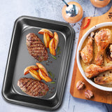 1 x RAW Customer Returns Kytpyi baking tray, drip tray, 34 24 6cm large and deep oven tray made of stainless steel for baking, scratch-resistant pizza tray, square with non-stick coating for cakes, cookies, pizza, meat, etc. - RRP €19.06