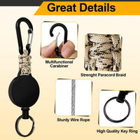 2 x RAW Customer Returns Key ring extendable, retractable key ring, 4 pieces lanyard extendable ID card yo-yo with 60 cm steel wire rope, ID holder extendable with carabiner - RRP €22.18