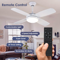 1 x RAW Customer Returns 107 cm ceiling fans with lights, white modern ceiling fan with remote control and app control, 6 speed, memory function, fan lamp ceiling for bedroom, living room - RRP €127.73