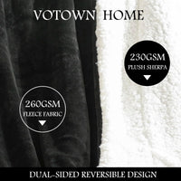 2 x Brand New VOTOWN HOME Cuddly Blanket Fluffy XXL Blanket 220x240 cm, thick and warm Sherpa Blanket, OEKO-TEX certified soft fleece blanket for sofa bed, black - RRP €59.78