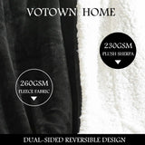 1 x Brand New VOTOWN HOME Cuddly Blanket Fluffy XXL Blanket 220x240 cm, thick and warm Sherpa Blanket, OEKO-TEX certified soft fleece blanket for sofa bed, black - RRP €29.89