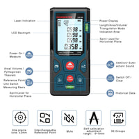 1 x RAW Customer Returns Distance meter, HANMATEK LM100 100M digital laser distance meter with LCD backlight M In Ft with multiple measuring modes such as Pythagoras distance area volume measurements, IP54 - RRP €34.99