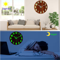 1 x RAW Customer Returns DIYZON Luminous Wall Clock, 30 cm Wooden Wall Clocks with Battery Operated, Silent Lighting Function, No Glass, Village Wall Clock, Decorative Bedroom, Apply to Kitchen, Office, Bedroom - RRP €22.3