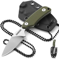 1 x RAW Customer Returns Omesio Neck Knife Knife D2 Steel 42a Compliant Small Fixed Knife G10 Handle Full Tang with a Kydex Sheath, Spear Point - RRP €25.18