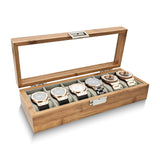 1 x RAW Customer Returns WisePoint watch box 6 slot, wooden watch case watch holder with removable cushion, retro watch box watch storage box for watches brown 6-slot  - RRP €24.7