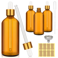 1 x RAW Customer Returns ComSaf pipette bottle 100 ml dropper bottle brown glass bottle 4oz 4 pieces with 1 stainless steel funnel and 1 measuring pipette, apothecary glass bottles with dropper pipette for essential oils perfume - RRP €12.99