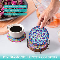 1 x Brand New 8 Pieces Diamond Painting Coasters with Holder, DIY Coasters Diamond Art Kits for Adults, Kids, Beginners, Diamond Art Craft Supplies - RRP €7.25