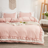 1 x RAW Customer Returns Herside Bed Linen 240x220 Pink Ruffle Bedding Sets White Pink 2 Layer Ruffle Design Soft Microfiber Boho Duvet Cover 2 Pillowcases 80x80 cm White-Pink, 240 x 220 cm  - RRP €57.99